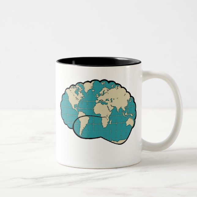 Brain Map of the World Two-Tone Coffee Mug (Right)