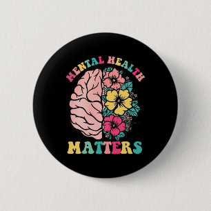 Brain Mental Health Problem Therapist Wildflower 6 Cm Round Badge