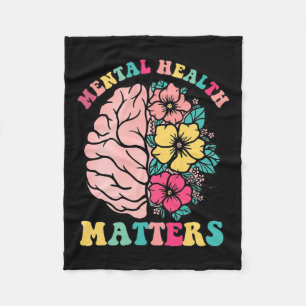 Brain Mental Health Problem Therapist Wildflower Fleece Blanket