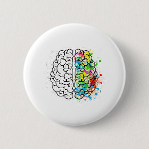 brain mind psychology idea drawing 6 cm round badge