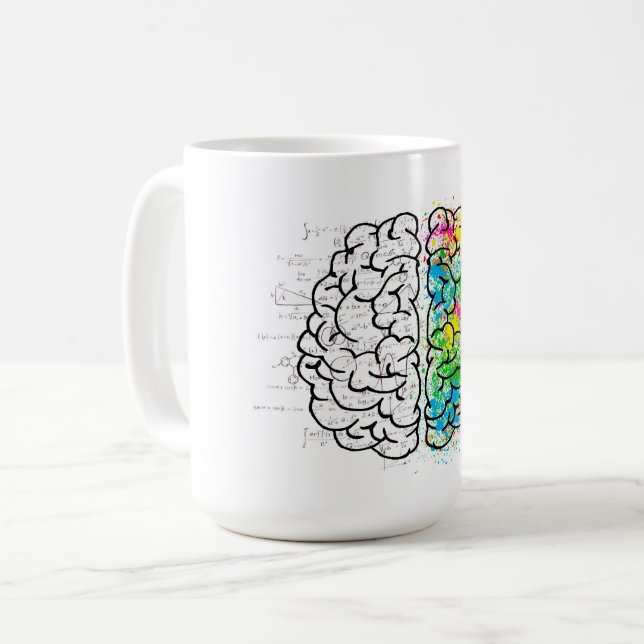 Brain mind psychology idea drawing coffee mug (Front Left)