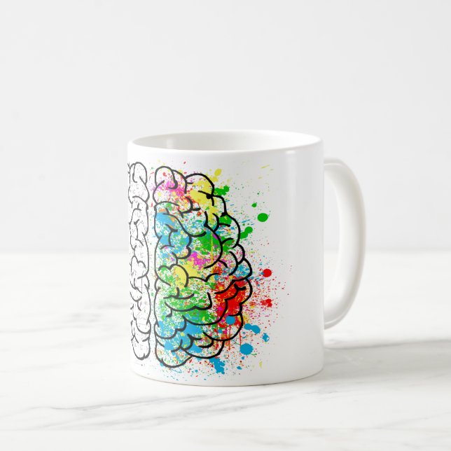 Brain mind psychology idea drawing coffee mug (Front Right)