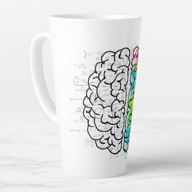 Brain mind psychology idea drawing latte mug (Left Angle)