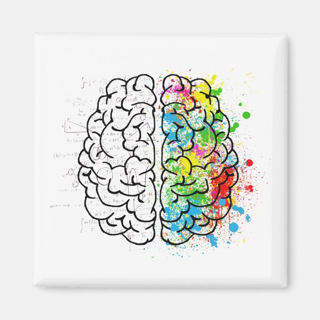 brain mind psychology idea drawing magnet (Front)