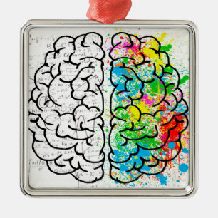 Brain mind psychology idea drawing metal tree decoration