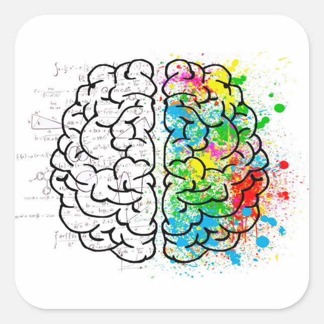 Brain mind psychology idea drawing square sticker (Front)