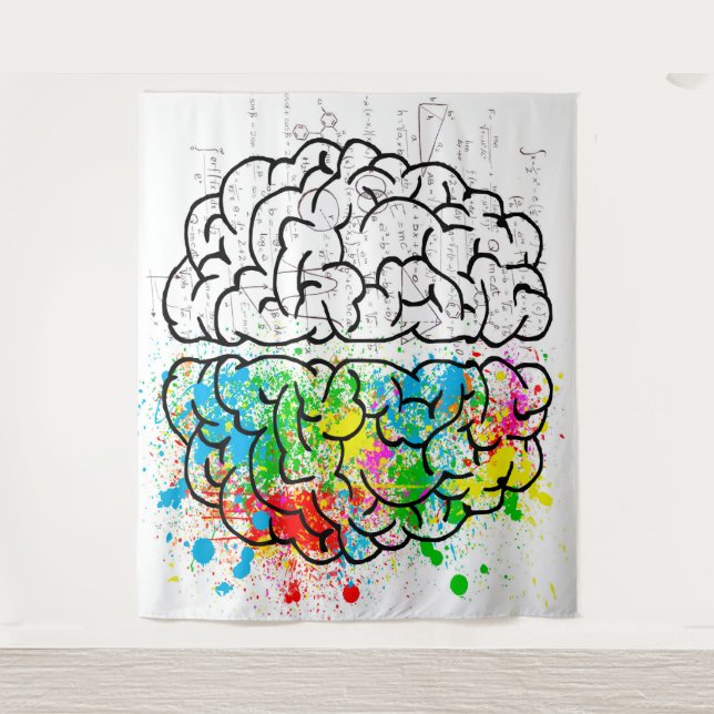 Brain mind psychology idea drawing tapestry (Front)