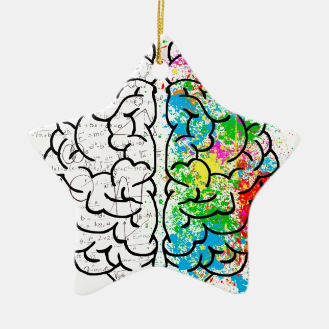 brain mind psychology idea hearts ceramic tree decoration (Front)