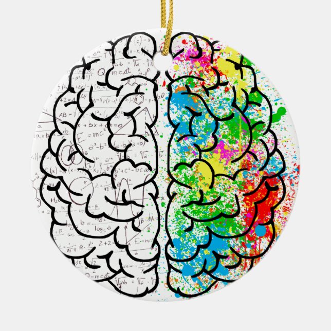 brain mind psychology idea hearts ceramic tree decoration (Front)