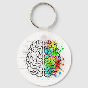 brain mind psychology idea hearts key ring