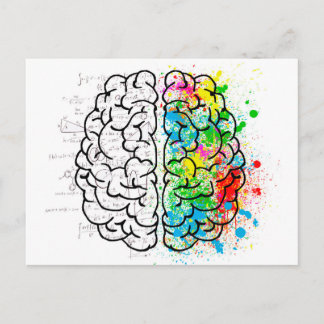 brain mind psychology idea hearts postcard