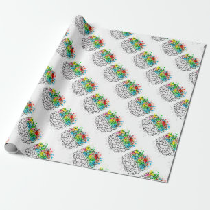 brain mind psychology idea hearts wrapping paper