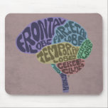 Brain Mousepad<br><div class="desc">A clever illustration labelling the parts of the brain with typography. Makes a great geek gift for a science/math or technology lover,  or anyone who loves to use their brain for all it's worth!</div>