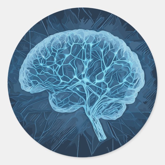 Brain Network Illustration - Neural Network Classic Round Sticker (Front)