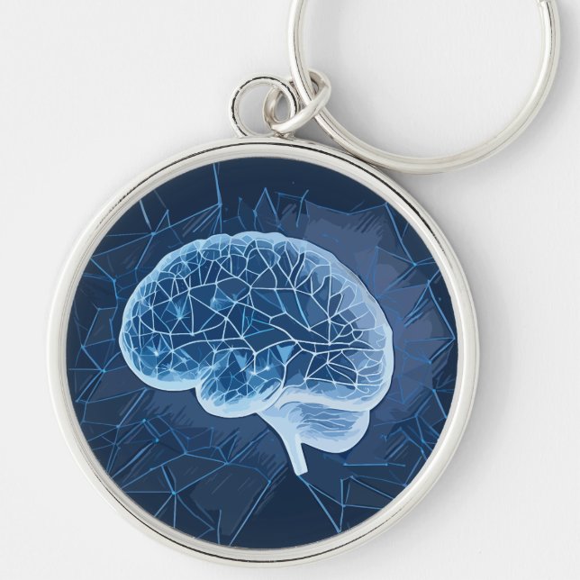 Brain Network Illustration - Neural Network Key Ring (Front)