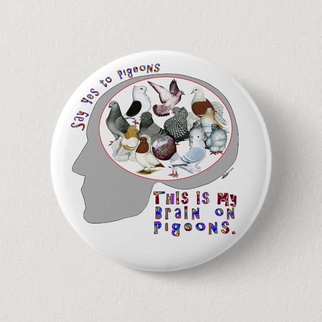 Brain On Pigeons 6 Cm Round Badge (Front)