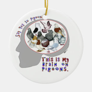 Brain On Pigeons Ceramic Tree Decoration