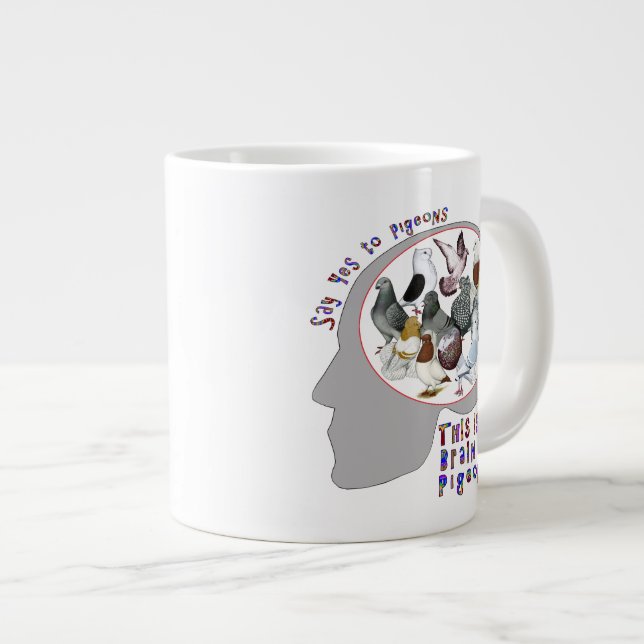 Brain On Pigeons Large Coffee Mug (Front Right)