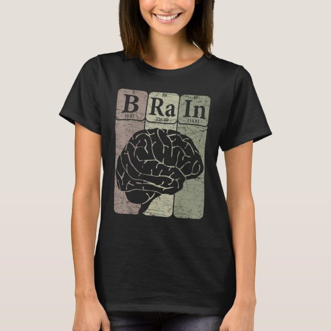 Brain Periodic Table Elements Neurologist Retro Ne T-Shirt (Front)