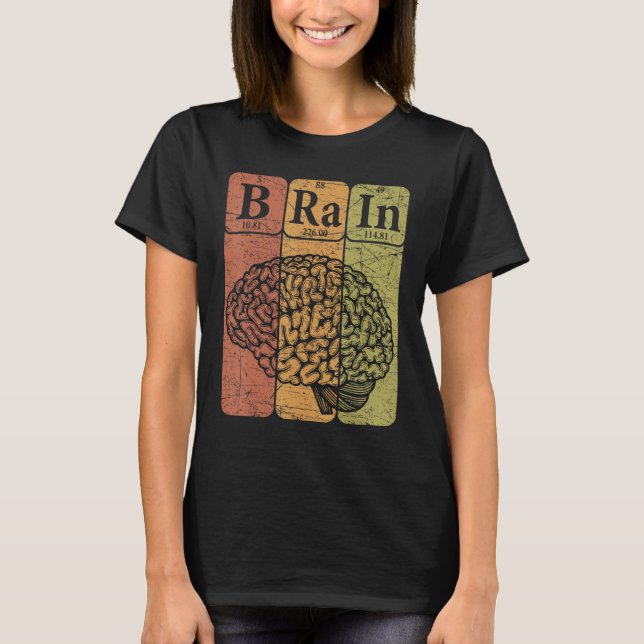 Brain Periodic Table Elements Neurologist Retro Ne T-Shirt (Front)