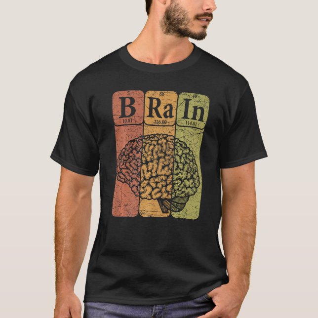 Brain Periodic Table Elements Neurologist Retro Ne T-Shirt (Front)