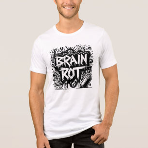 Brain Rot Graffiti   Black & White Street Art Tri-Blend Shirt