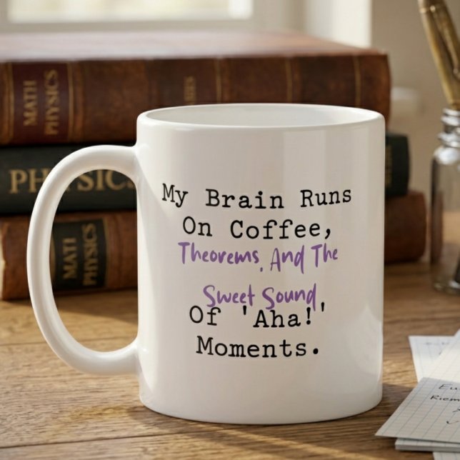 Brain Runs on Coffee Theorems Aha Moments Mug (Creator Uploaded)