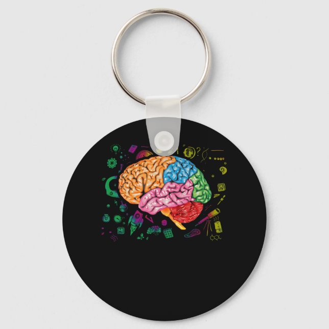 Brain Science And Art Neuroscience Neurologist Key Ring (Front)