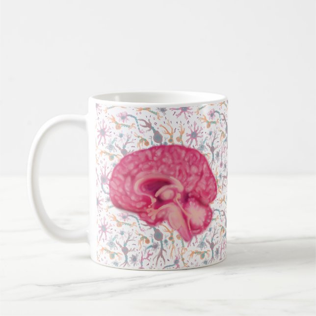 Brain Section View and Neuron pattern Coffee Mug (Left)