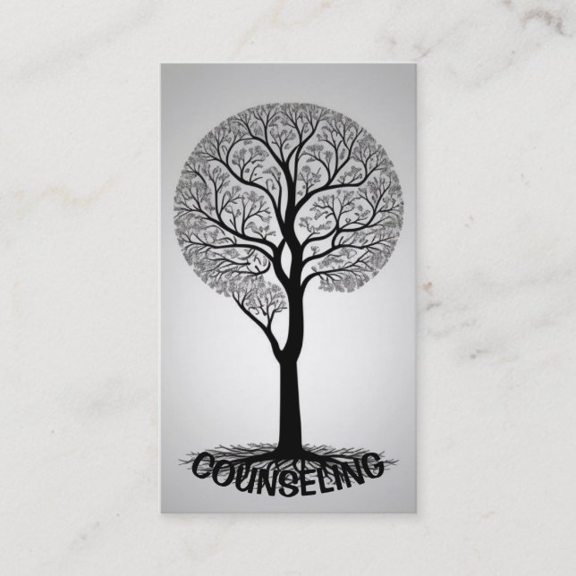 Brain Shaped Tree With Counseling Roots Business Card (Front)