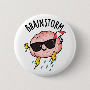 Brain Storm Funny Weather Pun 6 Cm Round Badge