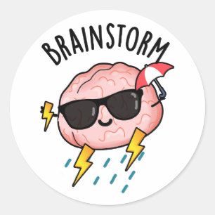 Brain Storm Funny Weather Pun Classic Round Sticker