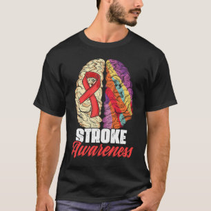 Brain Stroke Survivor Red Ribbon Stroke Awareness T-Shirt