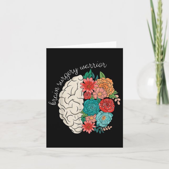 Brain Surgery Warrior Brain Floral Brain Cancer Aw Card (Front)