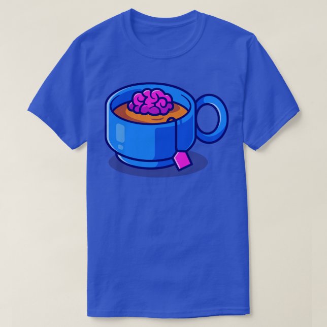 Brain Tea In Cup Cartoon T-Shirt (Design Front)
