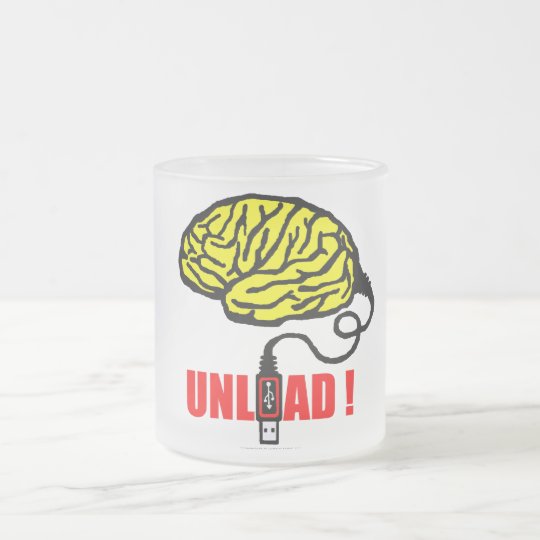 Brain to unload frosted glass coffee mug