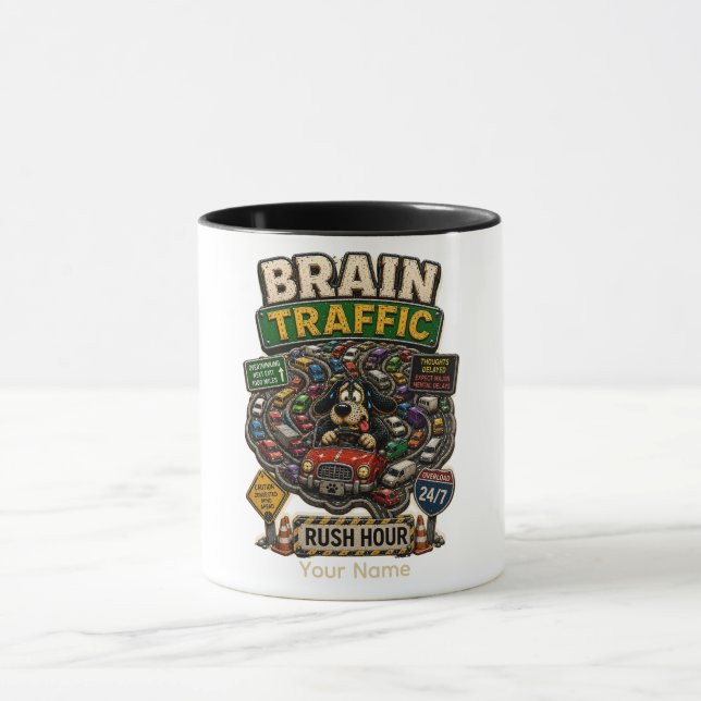 Brain Traffic Rush Hour Personalised Funny Mug (Center)