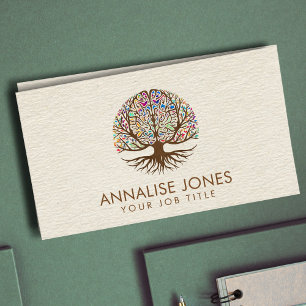 Brain Tree of life - Colourful Leaves Business Card