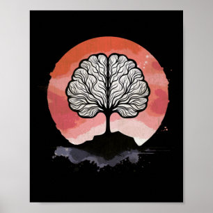 Brain Tree Sunset Artwork  Poster