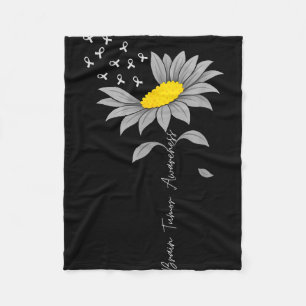 Brain tumor awareness sunflower gray ribbon brain fleece blanket