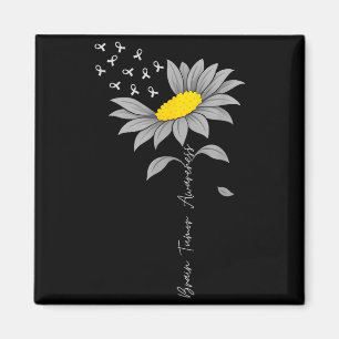 Brain tumor awareness sunflower gray ribbon brain magnet