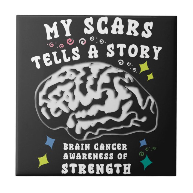Brain tumor awareness, warrior, brain tumor tile (Front)