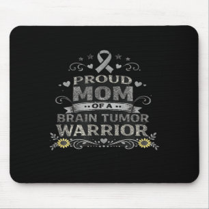 Brain tumor awareness warrior mom gray ribbon mouse mat