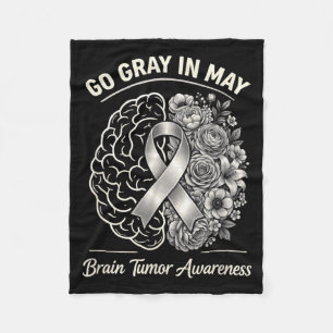 Brain tumor awareness wear gray in may strong fleece blanket