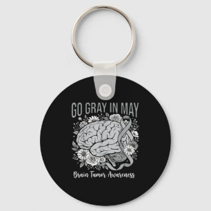 Brain tumor awareness wear gray in may strong key ring