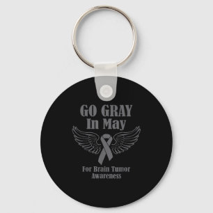 Brain tumor awareness wear gray in may strong key ring