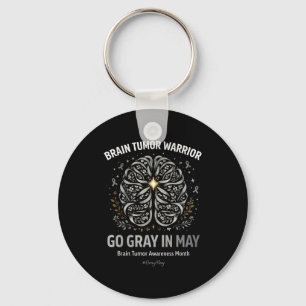Brain tumor awareness wear gray in may strong key ring