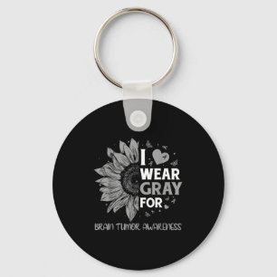 Brain tumor awareness wear gray in may strong key ring