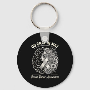 Brain tumor awareness wear gray in may strong key ring