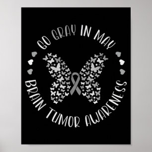 Brain tumor awareness wear gray in may strong poster